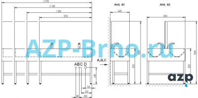 Мойка желоб напольная AUL 02 AZP Brno Чехия (фото, схема)
